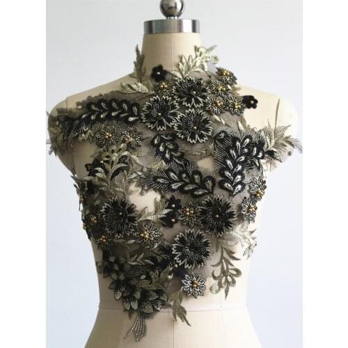 3d flower beaded embroidered patch applique for wedding evening dress sewing accessories decoration patches fashion clothing