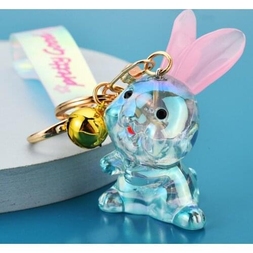 Acrylic Rabbit Couple Keychain Pendant for Women Cute Cartoon Girl Boys Car Bag Backpack Ornaments Lovers Lanyard