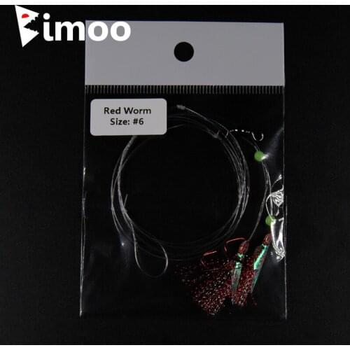 Bimoo 10Bags #6 Small Red Worm Sabiki Flasher Bait Catcher Rig Fishing Tackle