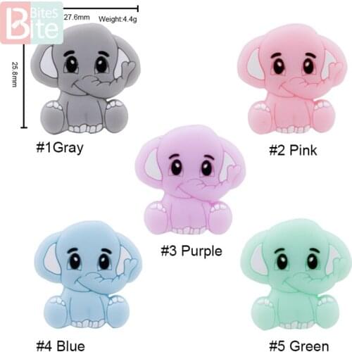20pc Baby Teething Toys Silicone Mini Elephant Beads Food Grade Silicone Tiny Rod Nursing Pendants Baby Teether Childrens Goods