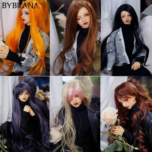 Bybrana-pelucas BJD MSD de tamaño justo, pelo de fibra de alta temperatura marrón largo, accesorios para muñecas, 1/3, 1/4 1/6
