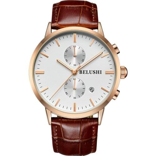 2020 Watch for Men Luxury Bellos Watch Men Waterproof Leather Belt Mens Business Multi-function Watch Casual Fashion Watch