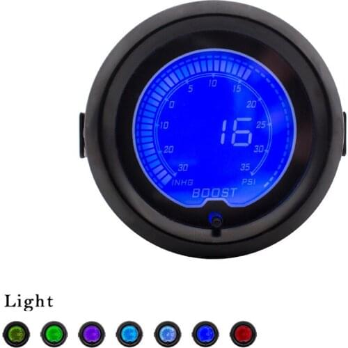 2" 52mm Boost gauge EVO LCD 7 Colors Digital Turbo Boost gauge -30In.hg-35PSI Car meter Vacuum gauge