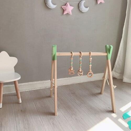 Baby Gym INS Nordic Style Wooden Crafts Infant Play Toy Frame Nursery Sensory Ornaments Kids Clothes Rack Room Decorative