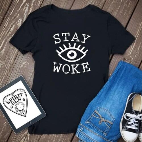Stay Woke Third Eye T-shirt Funny Summer Short Sleeve Tshirt Unisex Graphic Top Tee Shirt Streetwear TX5405