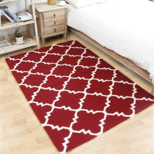 High red clover style design tessel edge cotton area rug for bedside living room tapetes para casa sala tapis salon