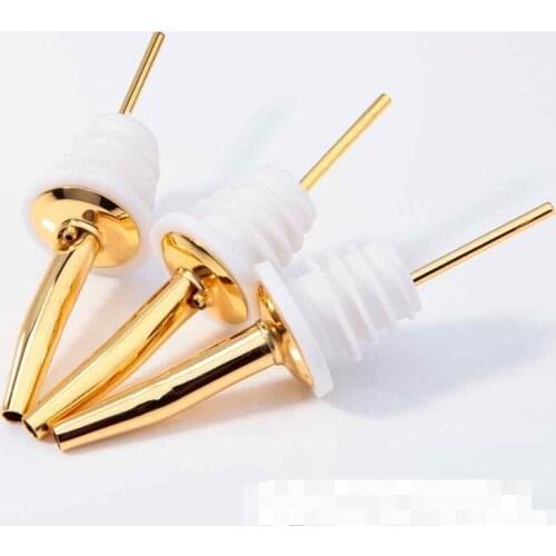 Gold color stainless steel bottle caps liquor spirit pourer free flow mixer wine bottle pour spout stopper LX4818