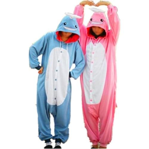 Animal Cosplay Costume Adult Pajamas Seafish Blue Pink Whale Onesies Cartoon Sleepwear Sleepsuit Funny Performance Whale Pajamas