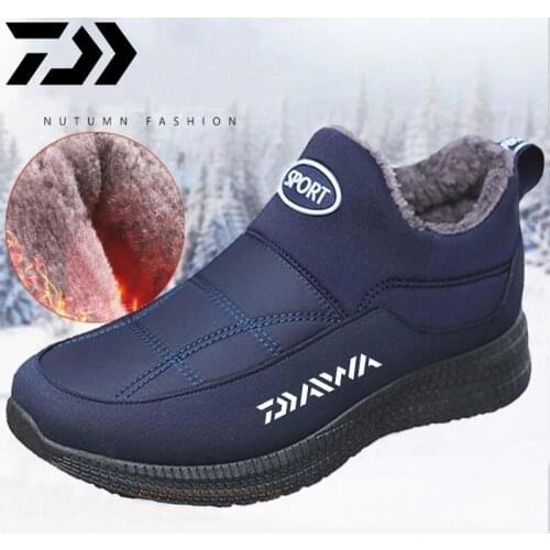Daiwa Men Winter Shoes Warm Winter Boots Men Fashion Fishing Boots Male Working Shoes Mans Winter Sneakers Plush Furry Footwear