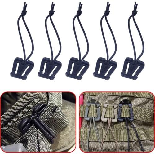 LETAOSK 10pcs Black Tactical Molle Elastic Tie-down Cord Strap Carabiner Webbing Buckle Clip Nylon EDC Outdoor