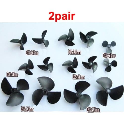 2pair RC Boat Models Nylon Propeller 3 Blade CW+CCW Diameter 25/32/35/36/52/55mm Positive Reverse Paddle for 3/3.17/4/4.76 Shaft