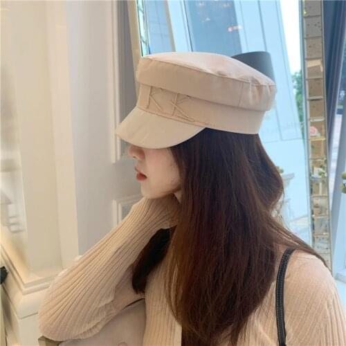 New Summer Cotton Patchwork Newsboy caps Letter Embroidery Military Cap