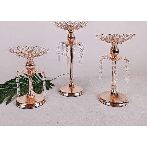 1pcs/lot Candlestick Holders, gold crystal metal for Wedding or Decoration