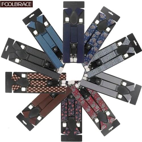 125cm Plus size Suspenders Men Pants With 4 Strong Clips 3.5cm Wide Braces With Y-Back Trousers Man Braces Strap