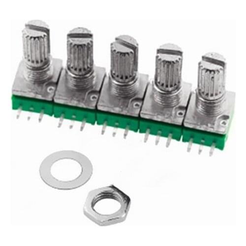 5pcs RK097 potentiometer RK097N 5K 10K 20K 50K 100K 500K B5K with switch audio 3pin shaft 15mm amplifier sealing potentiometer