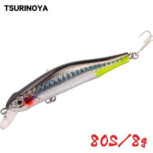 TSURINOYA Magnet centrifugal Minnow DW44 80mm 8g Long Casting Bass Fishing Lure Wobble Hard Baits