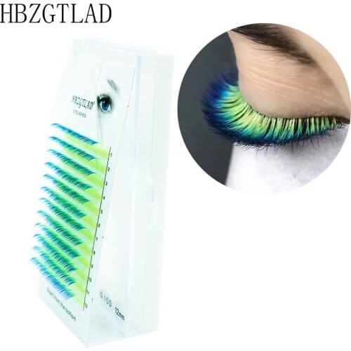 HBZGTLAD Brand New C/D Curl 0.07/0.1mm 8-15mm False lashes Yellow+Blue Eyelash individual colored lashes Faux Eyelash Extensions