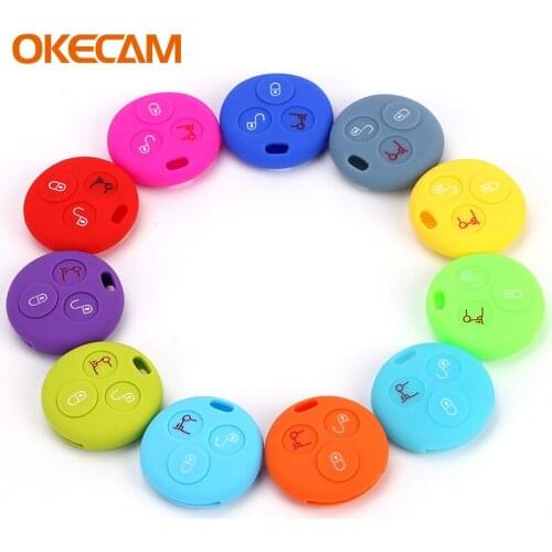 Silicone Rubber Car Key Case Cover Holder Shell For Smart Fortwo 450 Cabrio City-Coupe Crossblade 450 3 Button Car-styling Fob