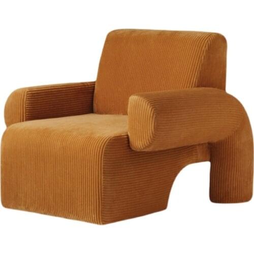 Nordic Creative Single Sofa Light Luxury Simple Modern INS Retro Leisure Chair Corduroy Fabric Couch for Lazy Room Furniture