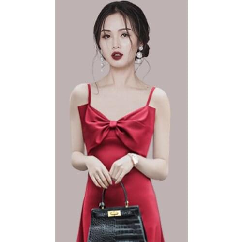 Wine black bow long 125cm long lady girl women princess performance banquet party ball prom dress gown free shipping