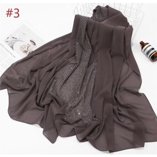 72*175CM 2021 Summer New Style High Quality Hot Drilling Pearl Chiffon Ladies Scarf Wholesale Head Scarf Headwraps for Women