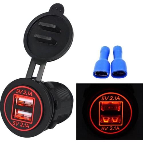 12V 24V Motorcycle Car Dual USB Charger Socket 5V 4.2A Adapter Power Outlet