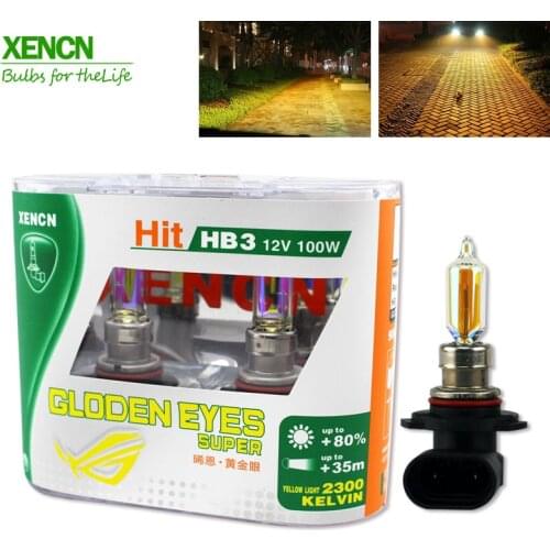 XENCN HB3 9005 12V 100W 2300K Off Road Golden Eyes Super Yellow Light Car Bulbs Replace Upgrade Headlight Halogen Fog Lamp