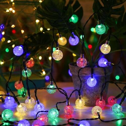 20/50 LEDS Crystal Ball 5/10M Solar Lamp Power LED String Fairy Lights Solar Garlands Garden Christmas Wedding Decor for Outdoor