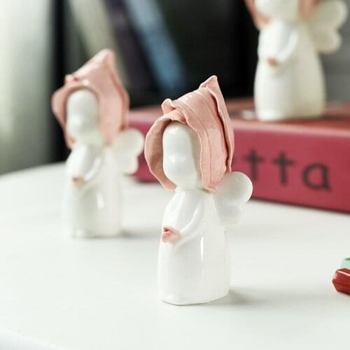3PCs/Lot Ceramic Figure Home Desk Decoration Children Best Gift Porcelain Lovely Little Angels Sculpture Arts Statute Room Decor