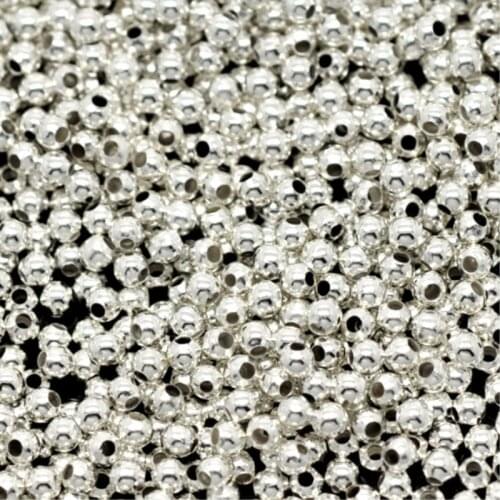 3000 PCs Doreen Box Tiny Smooth Round Spacers Beads Silver Color 2mm Dia. For DIY Jewelry Making Accessories, Hole: 1mm