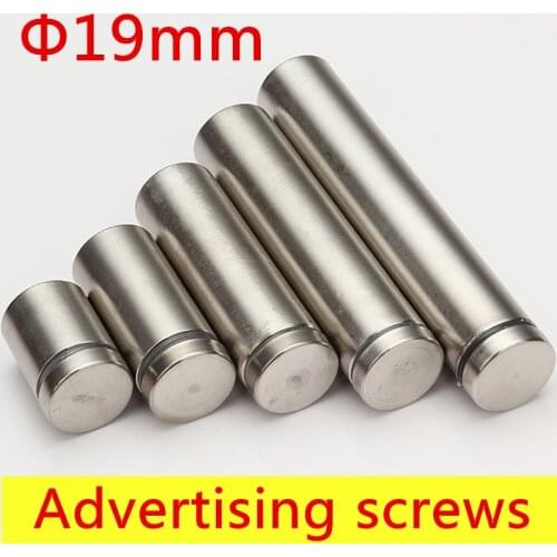 4pcs/lot Dia.19mm/ M19 Stainless steel Advertisement Scews satin finish Fixing Screws Glass Standoff Pin Advertising screw