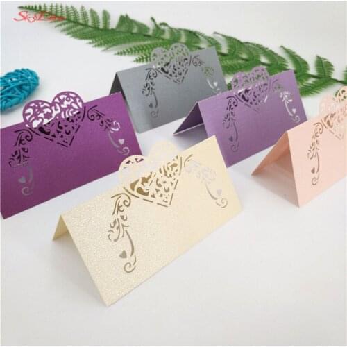 50pcs Party Table Name Pearlscent Paper Cards Table Place Cards Favor Decoration Wedding Supplies Seating Decoration 8zsh928