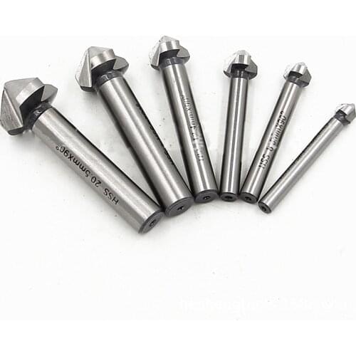 6pcs/set Three-blade High Speed Steel Chamfer Cutting Tool Woodworking Milling Cutter Countersink Drill Bit Hole Opener Kit