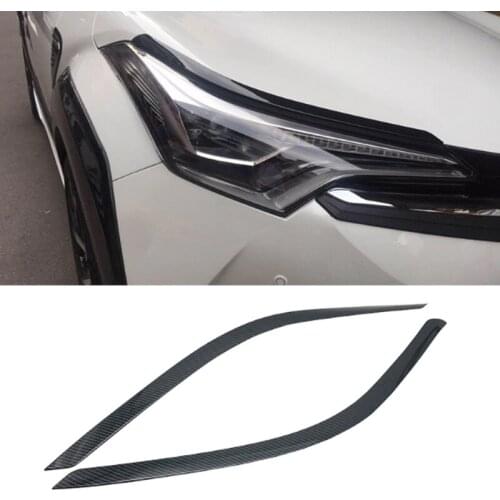 ABS Carbon Fiber For Toyota CHR 2016 2017 2018 Car Accessories Front Light Headlamps Eyebrow Cover Trim Car Sticker Styling 2Pcs