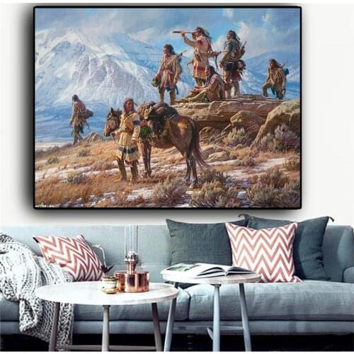Native Indian Landscape Abstract Oil Painting on Canvas Posters and Prints Cuadros Wall Art Picture for living room
