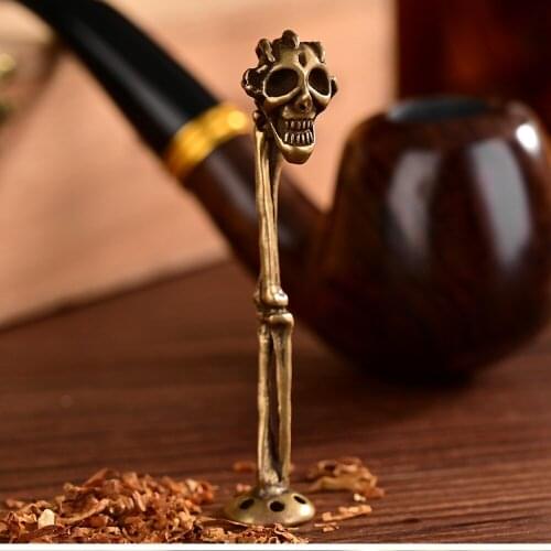 CIGARLOONG Cigar Pipe Press Rod Anti-extinguishing Head Copper Metal Multifunctional Portable Cigar Tobacco Pipes Accessories