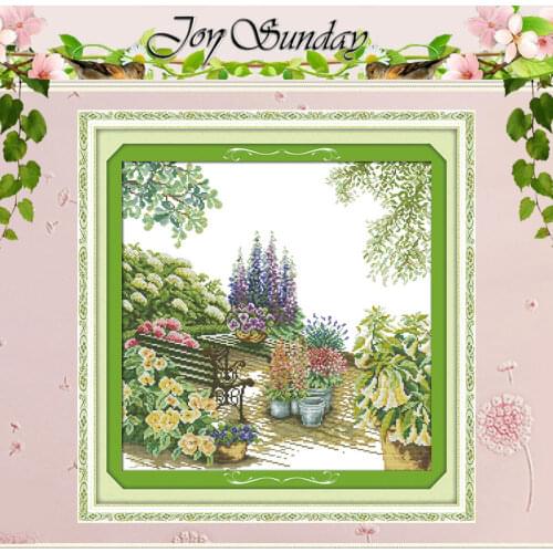 Flower Courtyard Patterns Counted Cross Stitch 11 14CT Cross Stitch Set Wholesale Scenery Cross-stitch Kit Embroidery Needlework