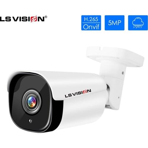 LSVISION IP Camera HD 5MP PoE Outdoor Infrared Night Vision Bullet Camera Featured with Person Detection Surveillance Cam