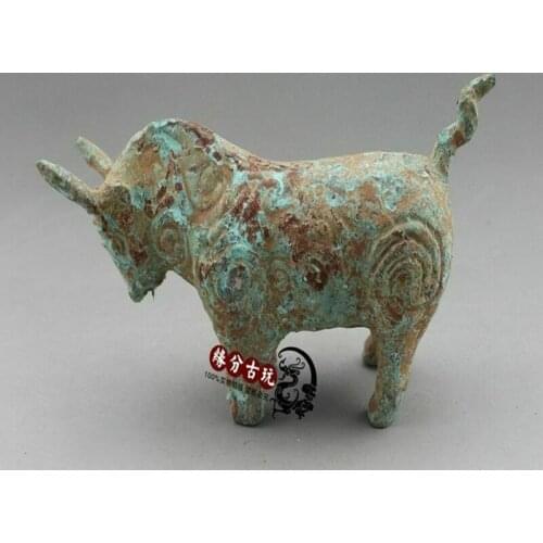 Chinese Old Bronze Statue Cattle Copper Statue Statues et Sculptures Desk Decoration Figurines Collection Ornaments Gift