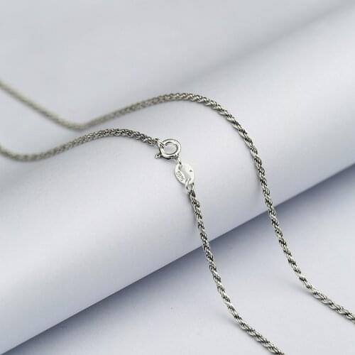 L&P New Fashion Available Real 925 Sterling Silver Twisted rope Chain Necklace Womens Mens Kids 40/45cm 18inch Jewelry