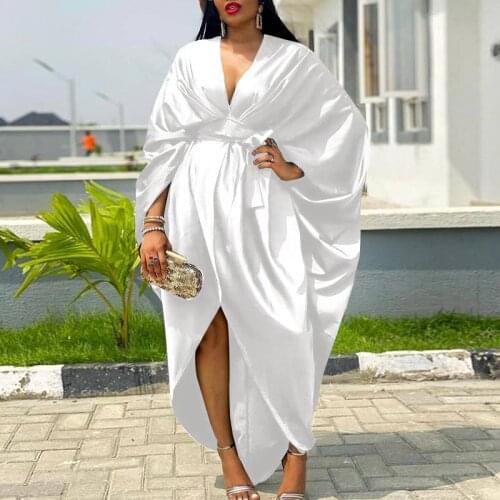 2021 Summer Deep V Neck Party Dress VONDA Women Sexy Irregular Hem Solid Party Dresses Bohemian Vestidos Robe S