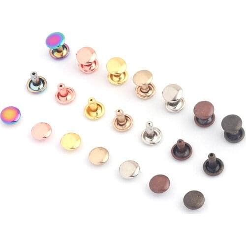 7mm Rainbow Metal Double Cap Rivets,Button Round Rapid Rivet,Studs for Purse Bag Handbags Shoes Belts Leather Craft Supplies DIY