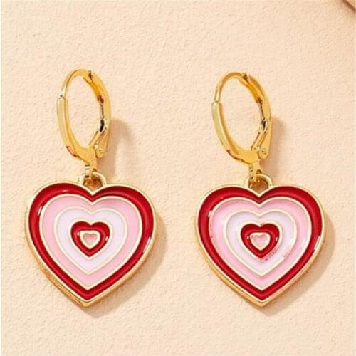 Sweet Acrylic Heart Clip Earrings Party Temperament Female Earrings Trendy Fine Ear For Women Girls Jewelry Gift