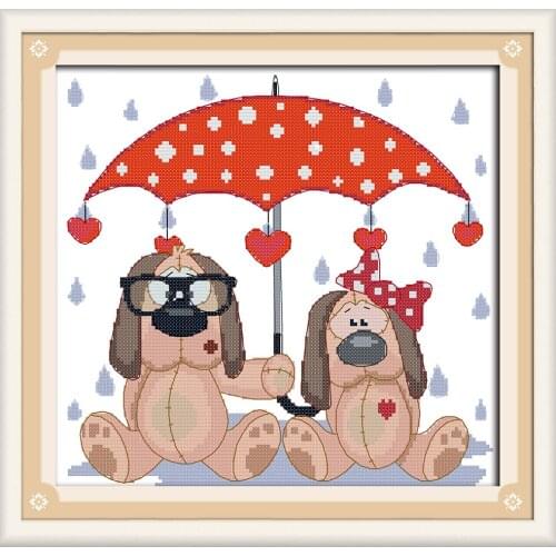 Cute puppy cross stitch kit aida 14ct 11ct count printed canvas stitches embroidery DIY handmade needlework