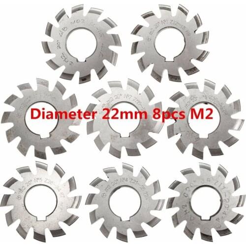 Module 2 M2 PA20 Degrees Bore High Speed SteelMilling Cutter Tools Milling Cutter Gear Cutting 22mm #1-8 HSS Involute Gear
