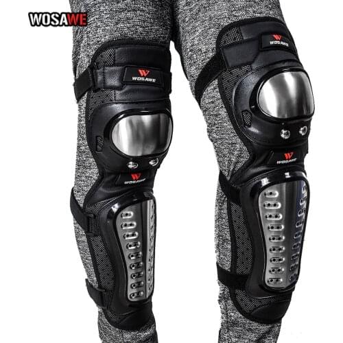 WOSAWE Motorcycle Kneepads Stainless Steel motocross Knee Guards Moto Racing Riding Bike kneepads Protective Gear Adult