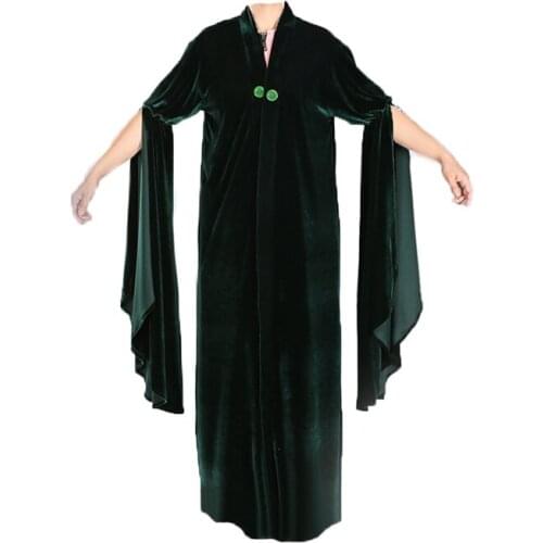 Minerva McGonagall Dress Cosplay Costume Dark Green Cloak Trench Coat Outfits New