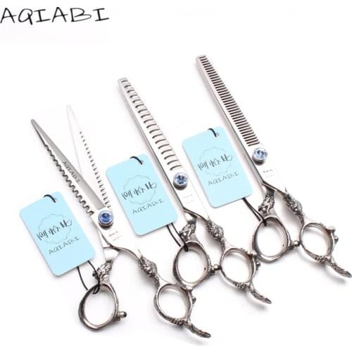 Professional Pet Scissors 7" AQIABI Brand JP 440C Cats Straight Scissors Thinninng Shears Dog Grooming Kit Animal Scissors A9109