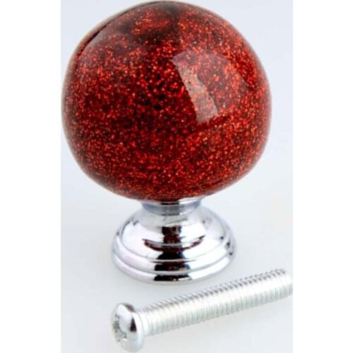 Red blue glass ball drawer shoe cabinet knobs silver chrome dresser cupboard door handles