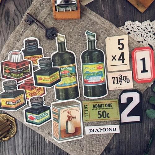 ZFPARTY Vintage Bottles Paper Self- adhesive Stickers for Scrapbooking/ DIY Crafts/ Card Making Decoration